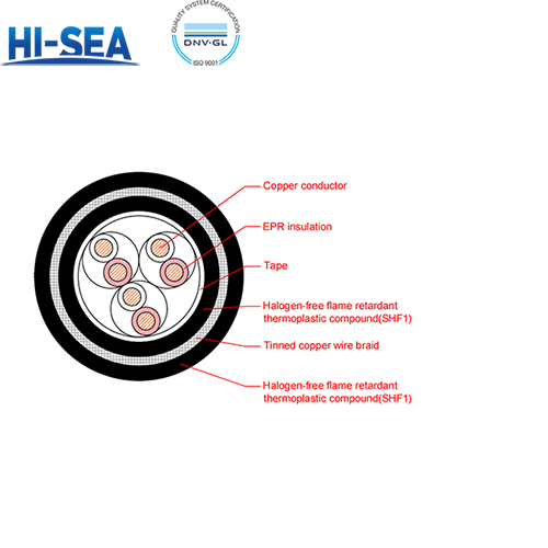 CHEPF86/SC EPR Insulation Low Smoke Halogen Free Flame Retardant Armor Type Marine Communication Cable